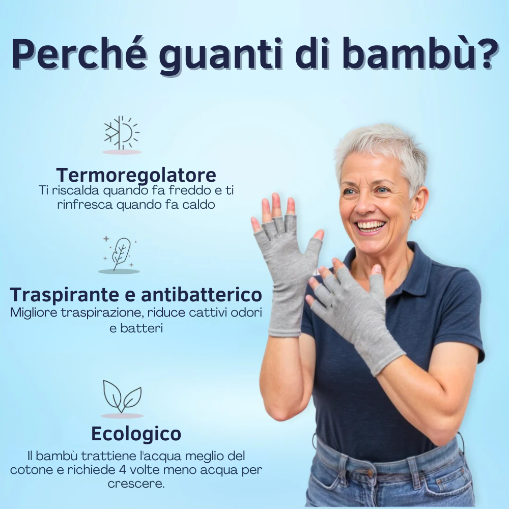 Guanti a compressione anti-dolore Bambù | Allevia l'osteoartrosi e l'artrite