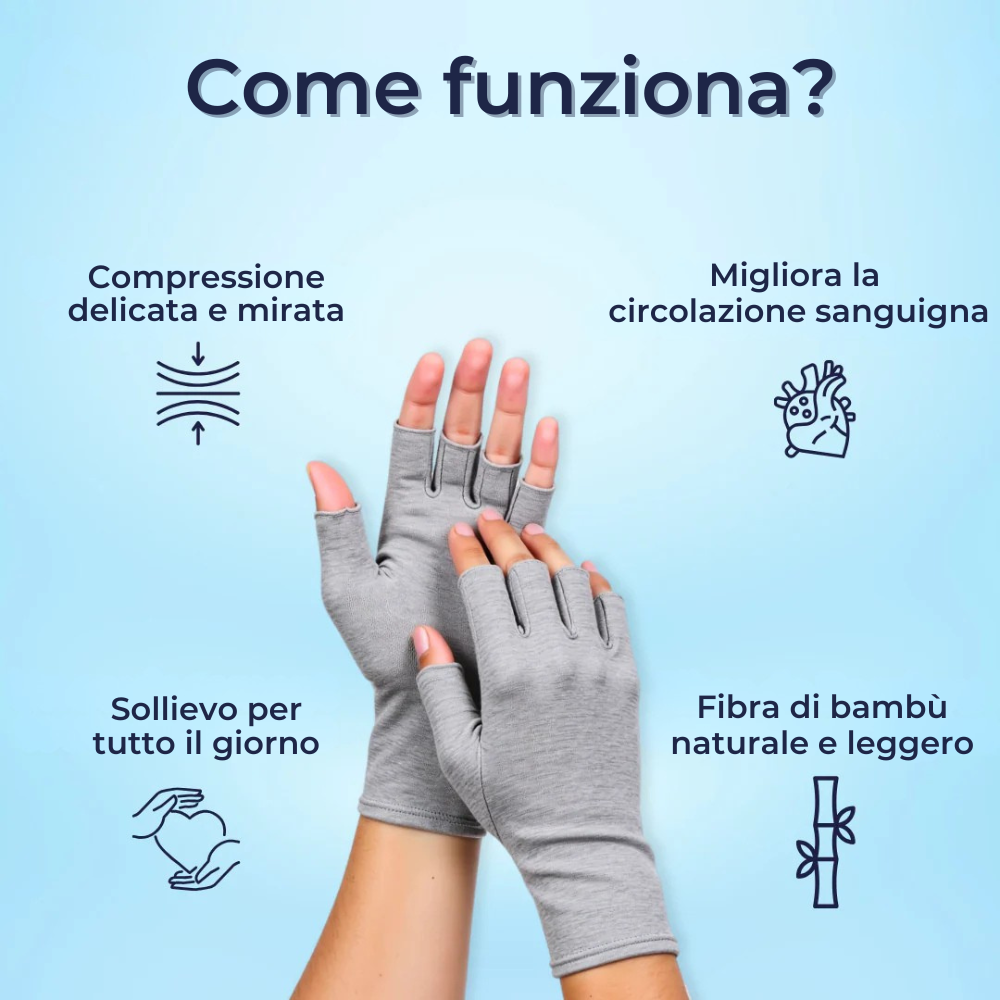 Guanti a compressione anti-dolore Bambù | Allevia l'osteoartrosi e l'artrite